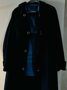 Burberry Black Trench Coat with Blue Lining